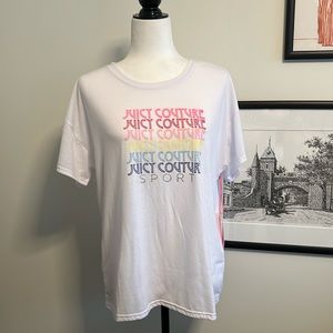 Juicy Couture, Sport, white T-shirt, size large, stretch, fabric, quick dry NWT